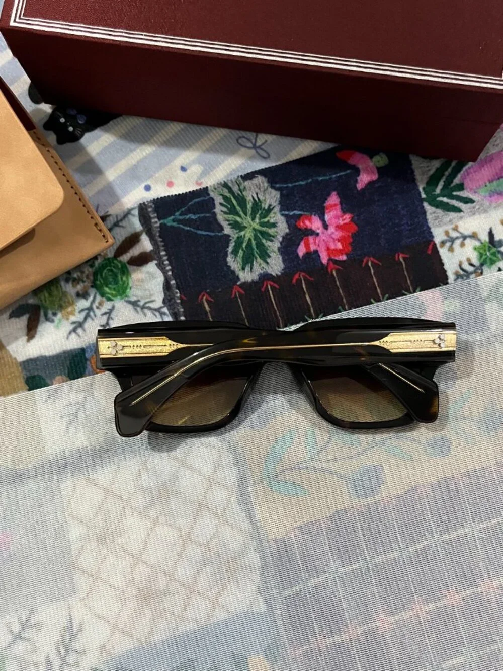Jacques Marie Mage Black Thick-Framed Square Sunglasses